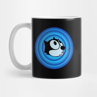 Felix the Cat Comics Whistling Blue Retro TV Musical Notes Mug